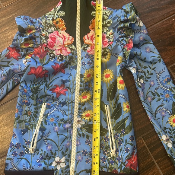Gucci Blue Floral Bomber Sequin Jacket Flower print technical jersey - Picture 8 of 8